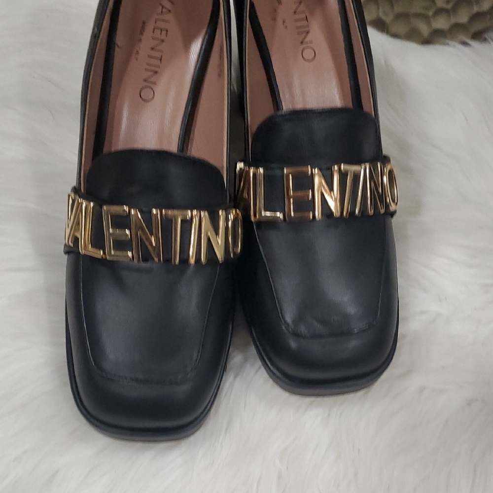 Y2k Valentino Rosalinda  Black Platform Slipon with Gold Logo - Picture 3 of 16
